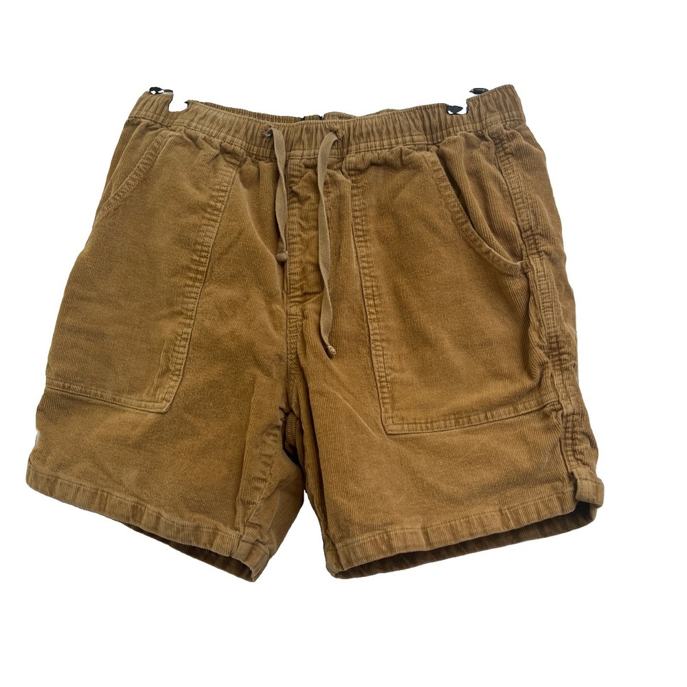 Katin Men Brown Corduroy Shorts Size Medium Cotton Elastic Drawstring Waist